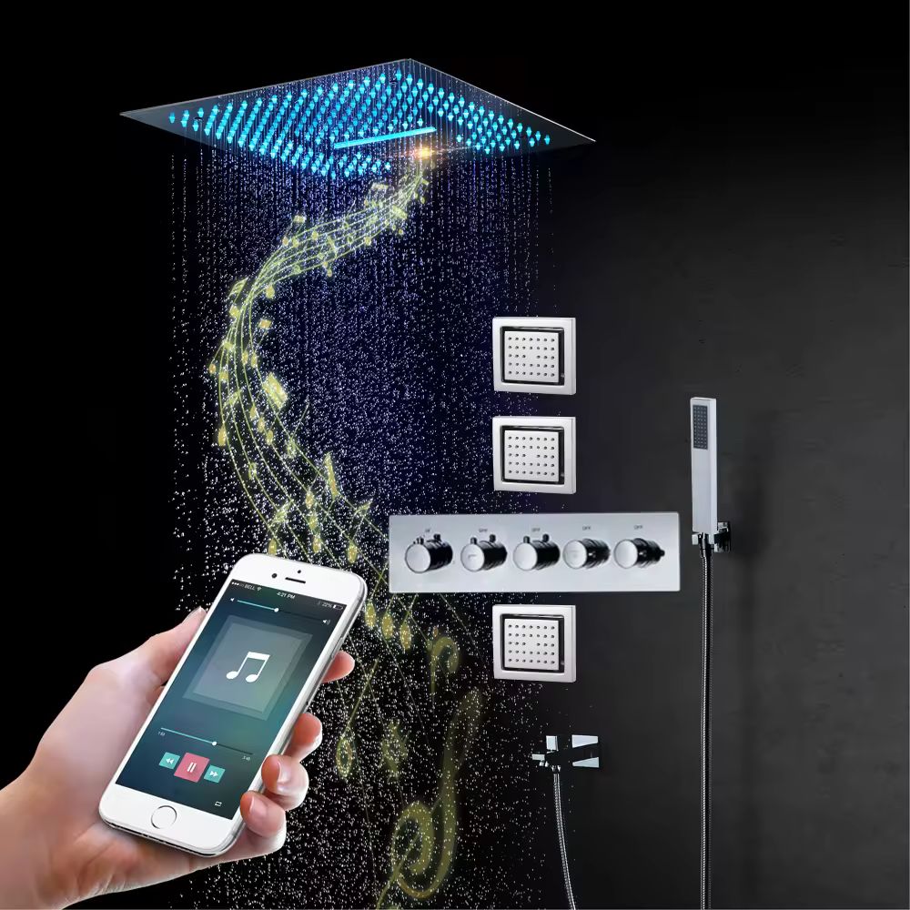 31“ x 24“ Music Shower Head LED Thermostatic Bathroom Shower Set